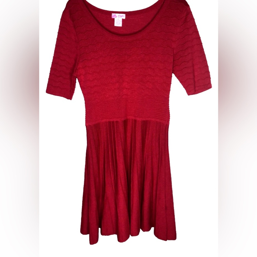 Vintage Y2K Candie's Red Knit Fit & Flare Dress Size Large Textured